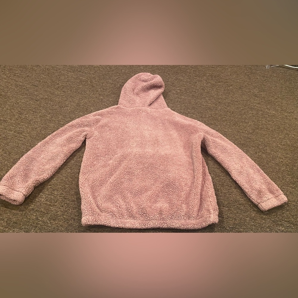 EUC Aeropostale XS Pink fleece Sherpa top hoodie pullover pocket warm comfy - Picture 4 of 4